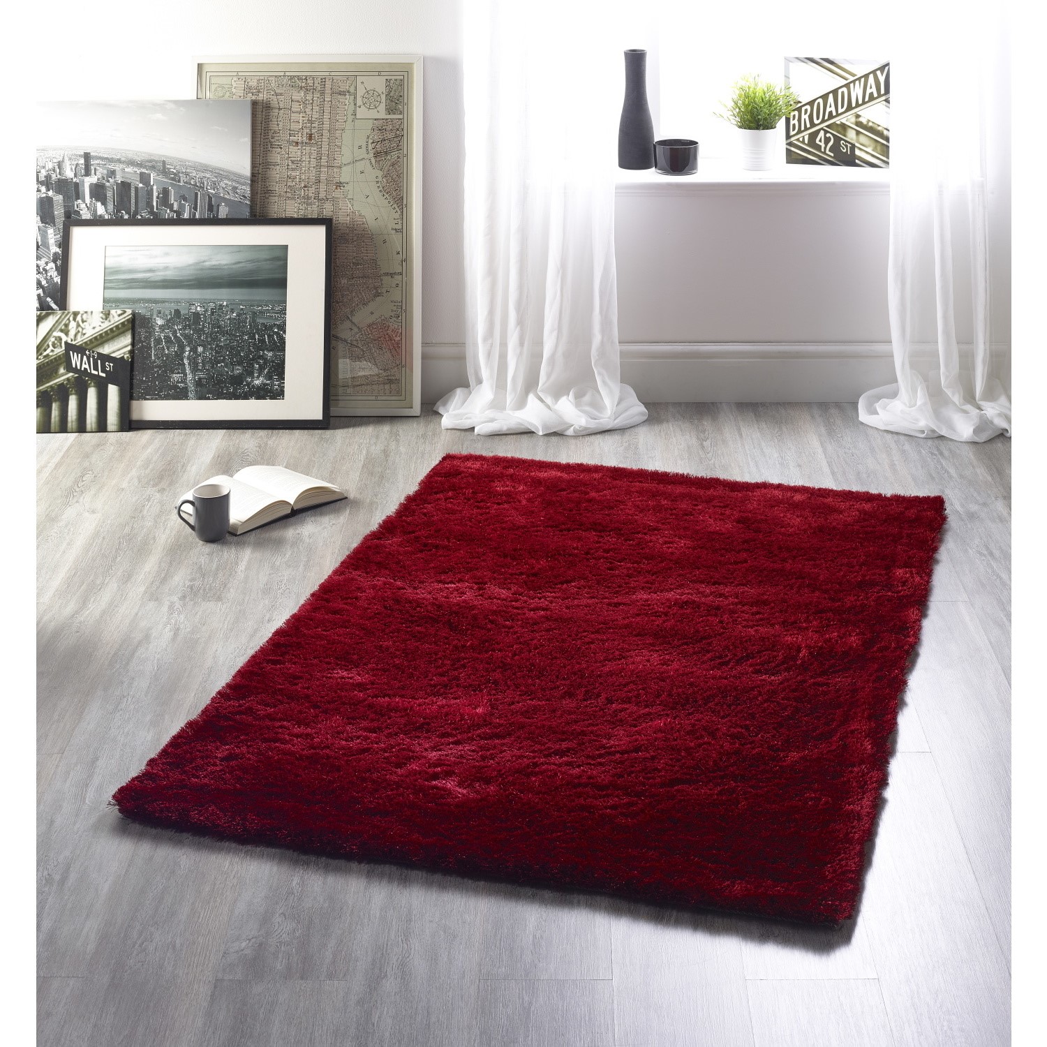 Red Shaggy Rug - 170x120cm - Ripley - Furniture123