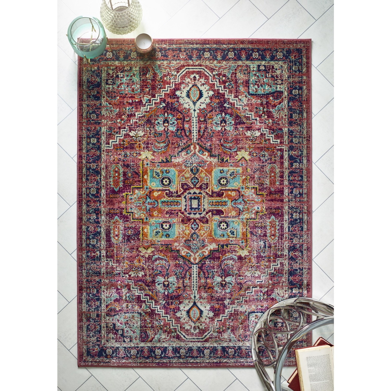 Photo of Ripley granada persian style rug in pink - 170x120cm
