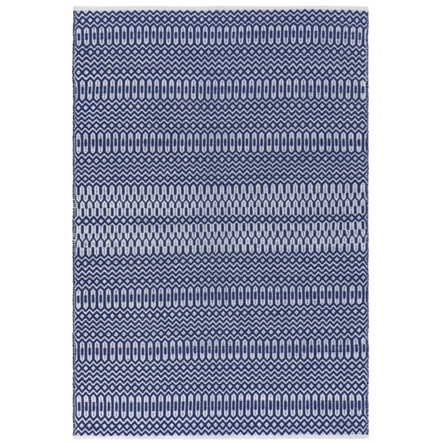 Halsey Indoor/Outdoor Blue & White Geometric Patterned Rug - 200x290cm