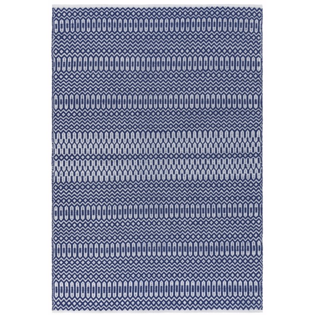 Halsey Indoor/Outdoor Blue & White Geometric Patterned Rug - 200x290cm