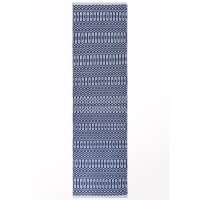 Halsey Indoor/Outdoor Blue & White Geometric Runner Rug - 66x240cm