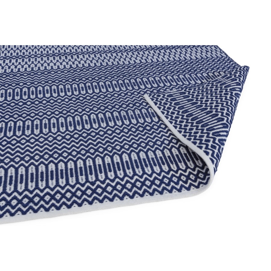 Halsey Indoor/Outdoor Blue & White Geometric Runner Rug - 66x240cm
