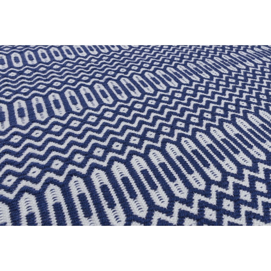 Halsey Indoor/Outdoor Blue & White Geometric Runner Rug - 66x240cm
