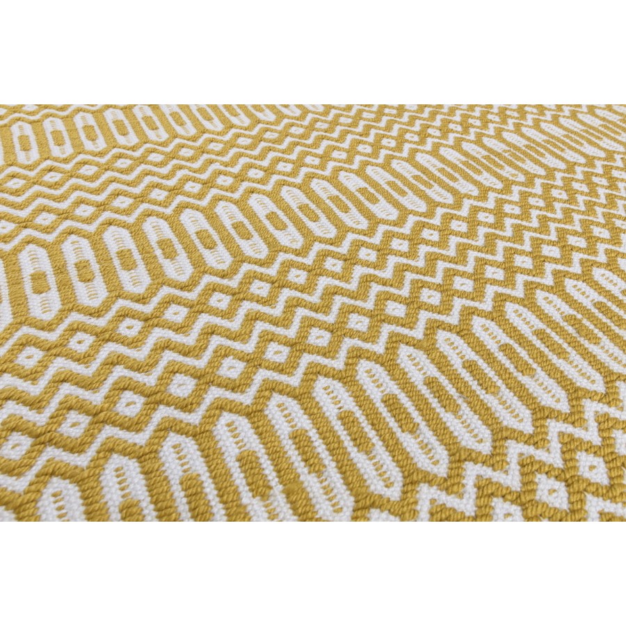 Halsey Indoor/Outdoor Mustard & White Geometric Runner Rug - 66x240cm