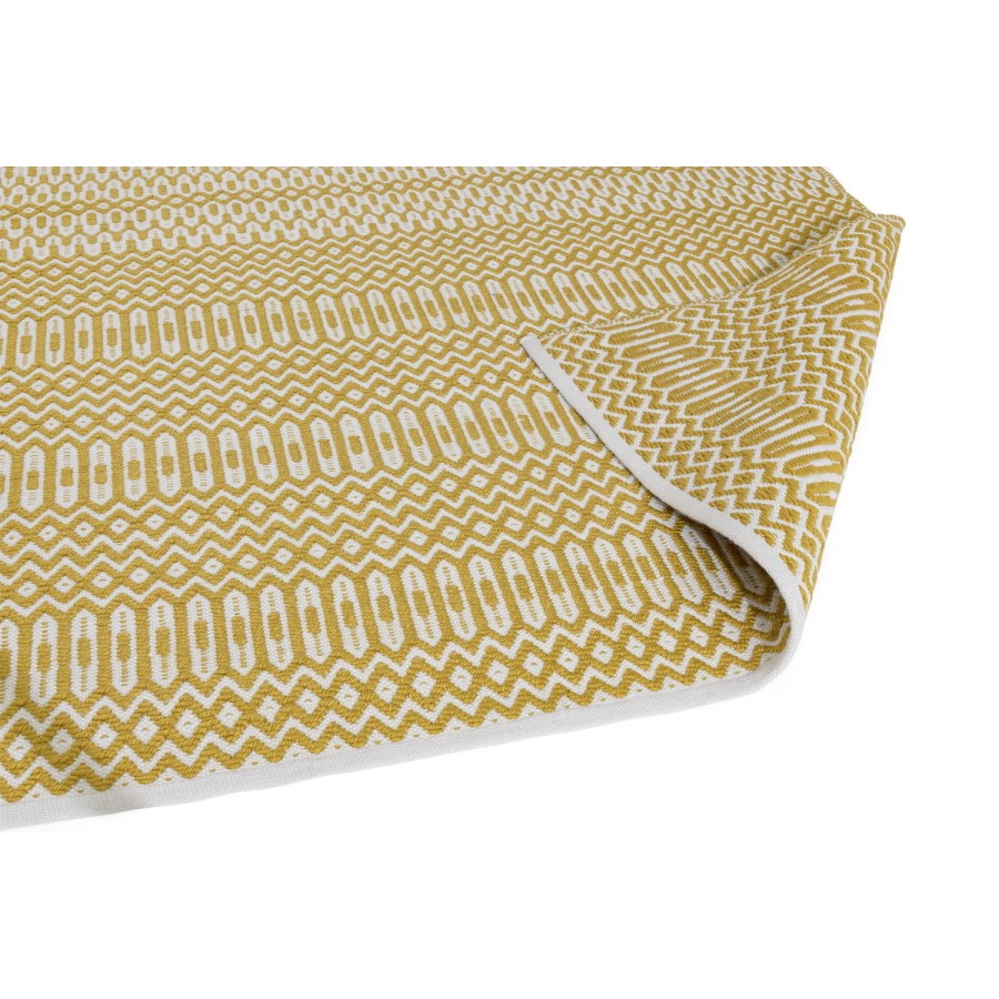 Halsey Indoor/Outdoor Mustard & White Geometric Runner Rug - 66x240cm