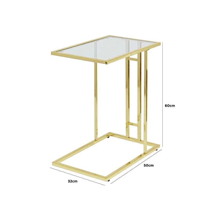 Rectangular Gold Glass Top Sofa Table - Harry