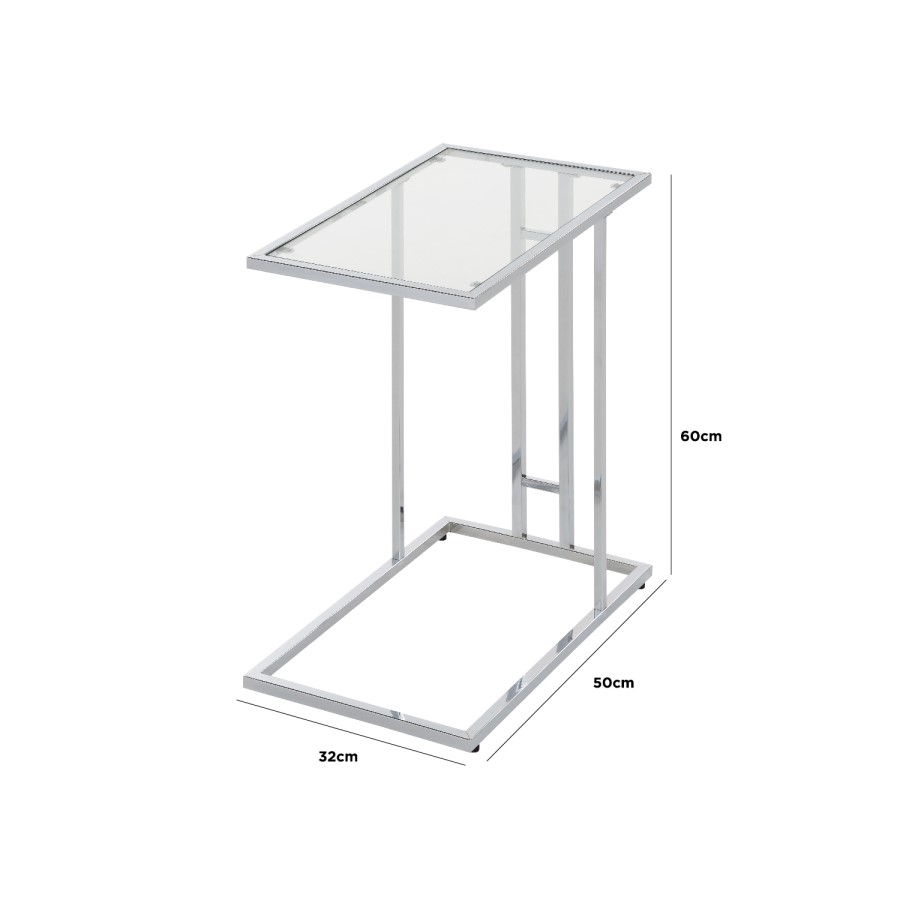 Rectangular Silver Glass Top Sofa Table - Harry