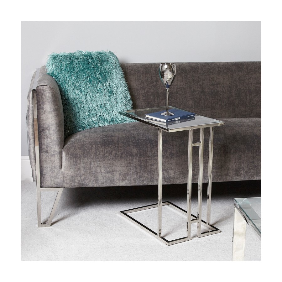 Rectangular Silver Glass Top Sofa Table - Harry