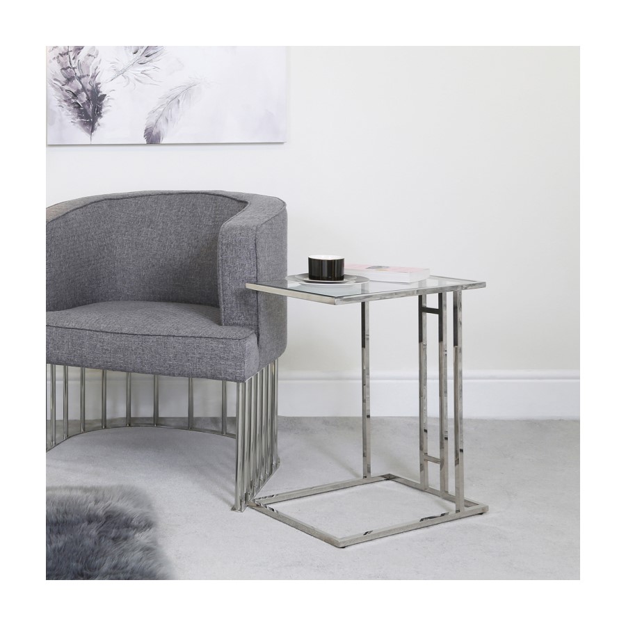 Rectangular Silver Glass Top Sofa Table - Harry