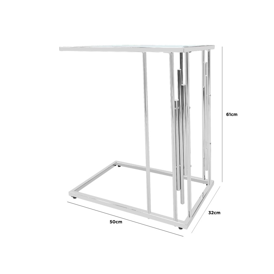 Cohen Chrome Sofa Table with Glass Top
