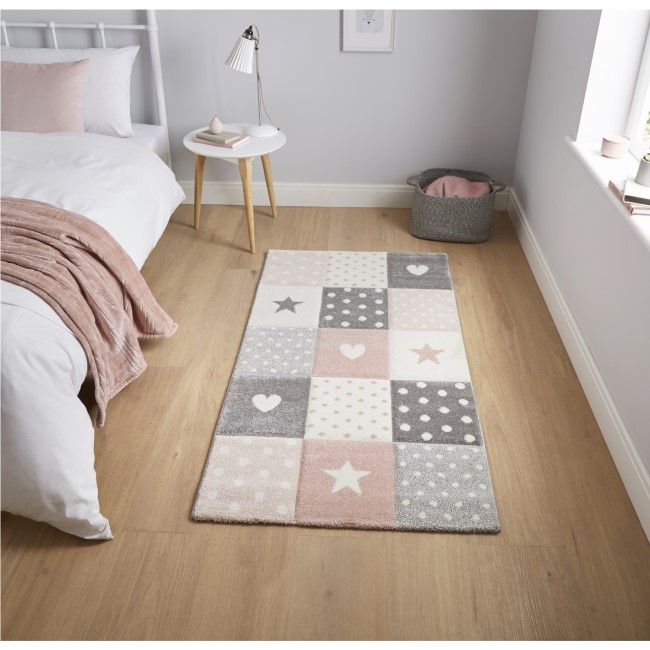 Brooklyn Pink & Grey Kids Rug -  80x150cm