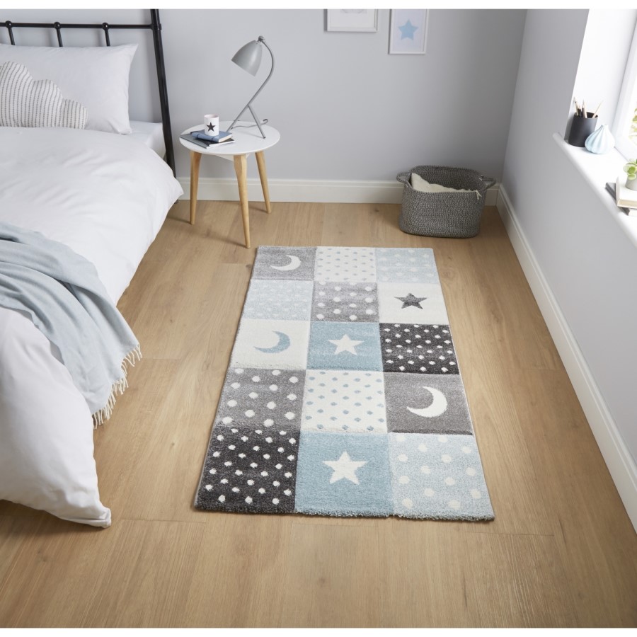 Brooklyn Blue & Grey Kids Rug - 150x80cm