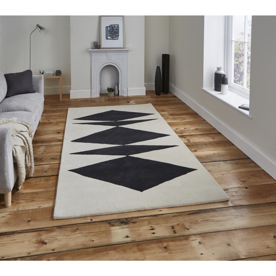 Inaluxe Crystal Black & White Patterned Rug - 120x170cm