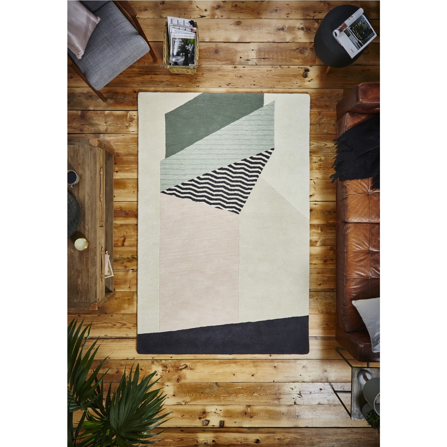 Multi Coloured Geometric Rug Geometric Multi Coloured Pastel Rug - 120x170cm - Furniture123
