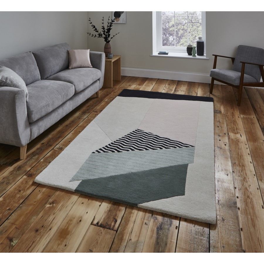 Geometric Multi Coloured Pastel Rug - 120x170cm