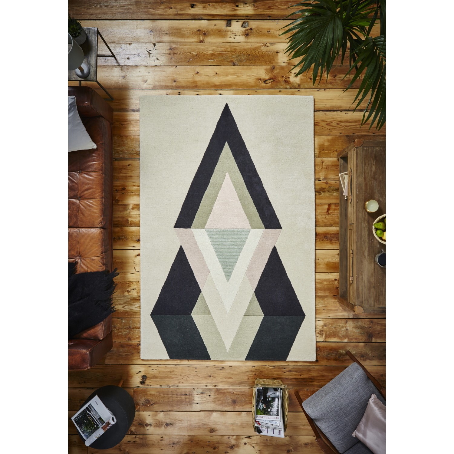 Multi Coloured Geometric Rug Geometric Multi Coloured Pastel Rug - 120x170cm - Furniture123