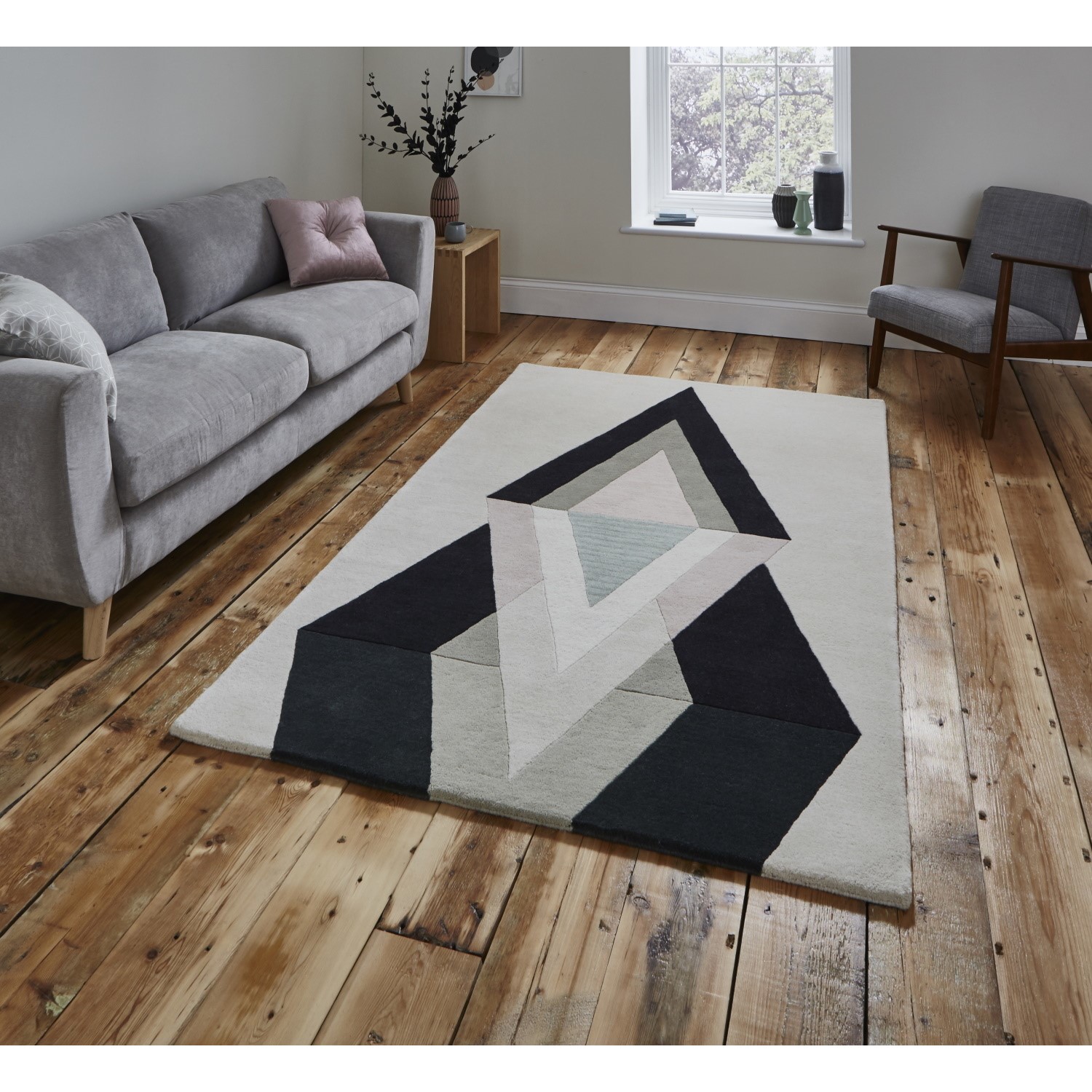Multi Coloured Geometric Rug Geometric Multi Coloured Pastel Rug - 120x170cm - Furniture123