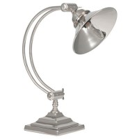 Nickel Metal Arched Arm Task Table Lamp