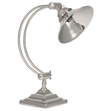Nickel Metal Arched Arm Task Table Lamp