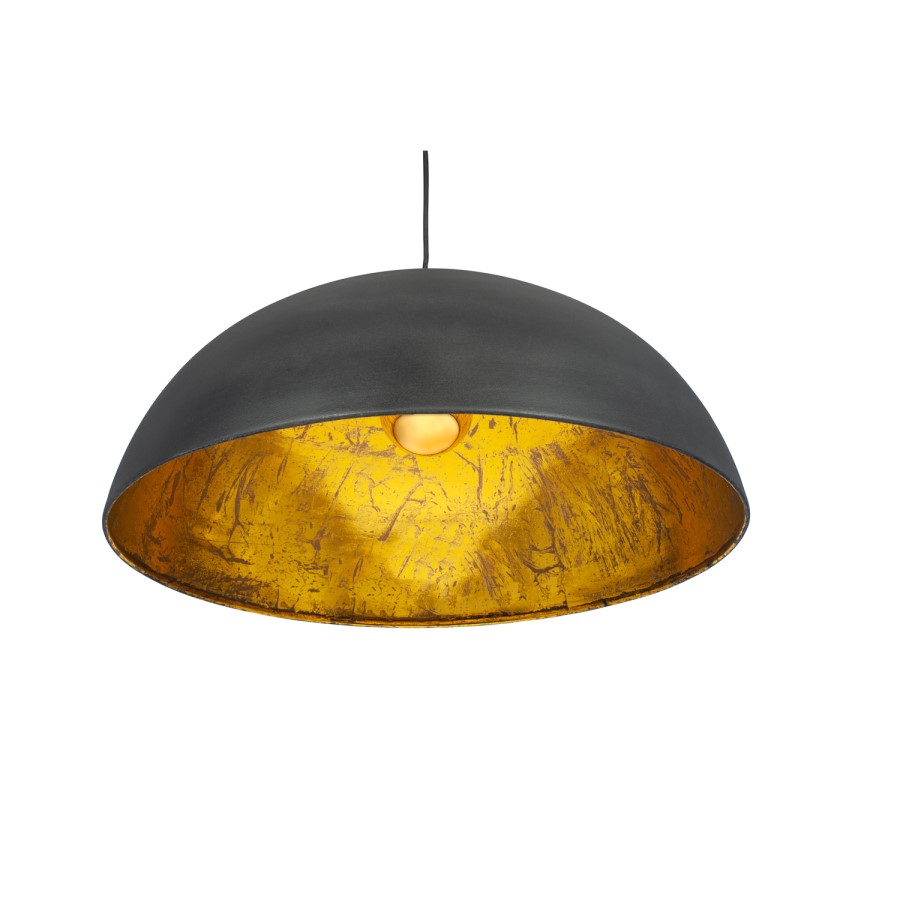 Matt Black and Gold Leaf Dome Pendant