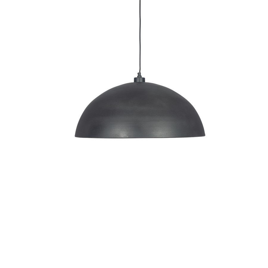 Matt Black and Gold Leaf Dome Pendant