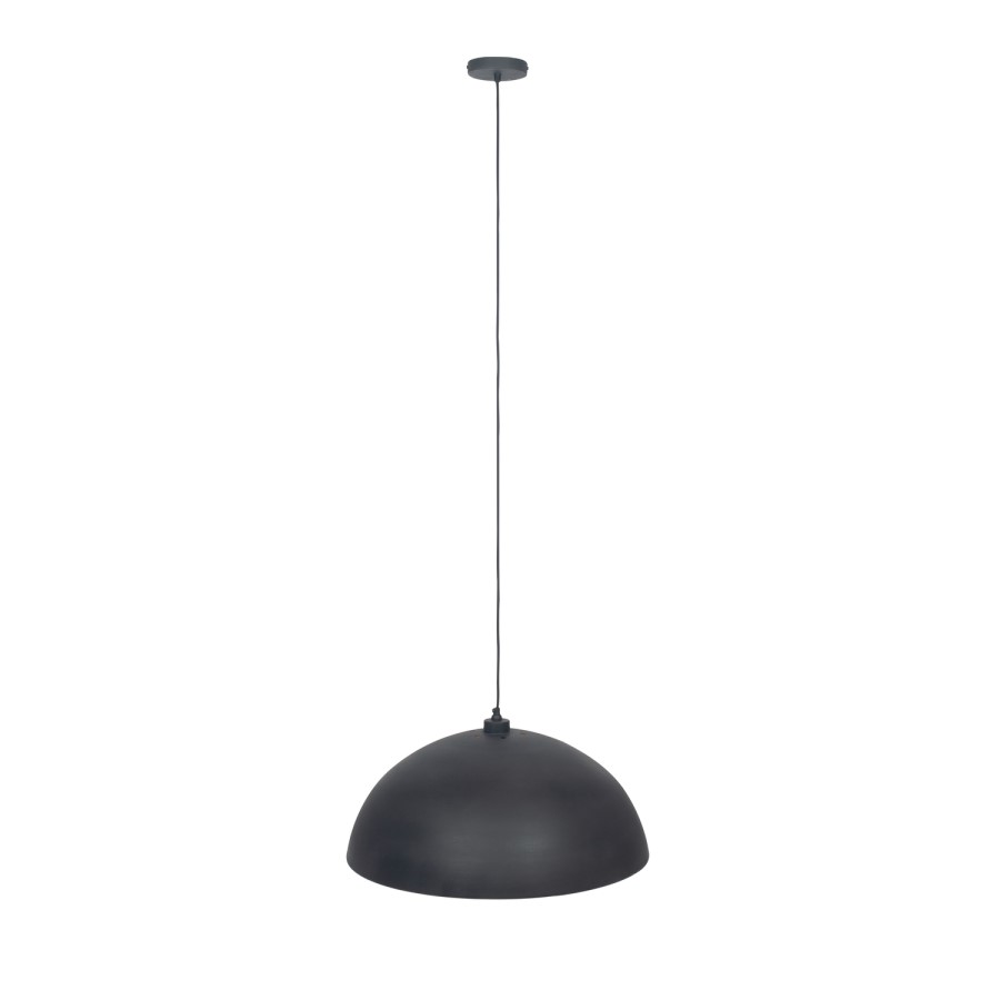 Matt Black and Gold Leaf Dome Pendant