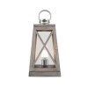 Grey Wood and Chrome Lantern Table Lamp