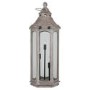 Antique Wood Grey Floor Lamp Lantern with Glass Windows