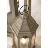 Grey Wood Lantern Table Lamp with Glass Windows