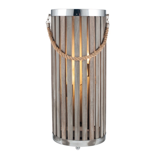 Grey Wash Wood Large Lantern Floor Lamp
