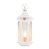 White Washed Wood Lantern Table Lamp with Glass Windows