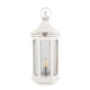 White Washed Wood Lantern Table Lamp with Glass Windows