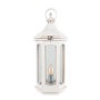White Washed Wood Lantern Table Lamp with Glass Windows