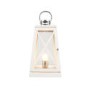 White Washed Wood and Chrome Lantern Table Lamp