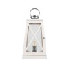 White Washed Wood and Chrome Lantern Table Lamp
