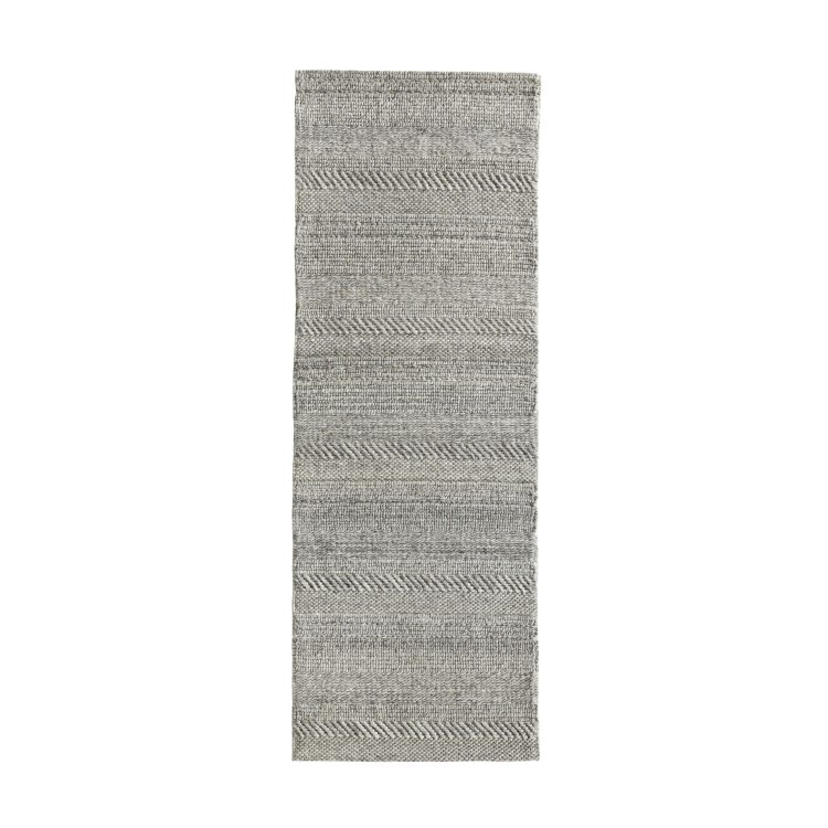 Wool Chunky Knit Grey Runner Rug - 200 x 67 cm - Ripley