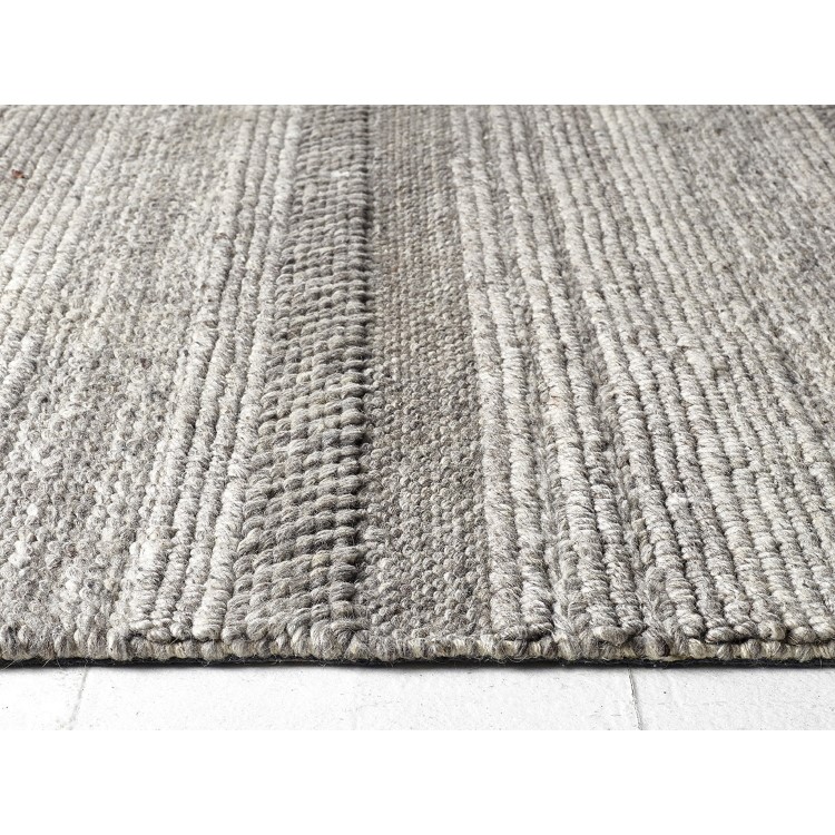 Wool Chunky Knit Grey Runner Rug - 200 x 67 cm - Ripley