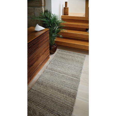 Wool Chunky Knit Grey Runner Rug - 200 x 67 cm - Ripley