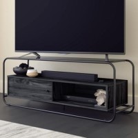 Metro Black Metal & Glass TV Stand - Teknik Office