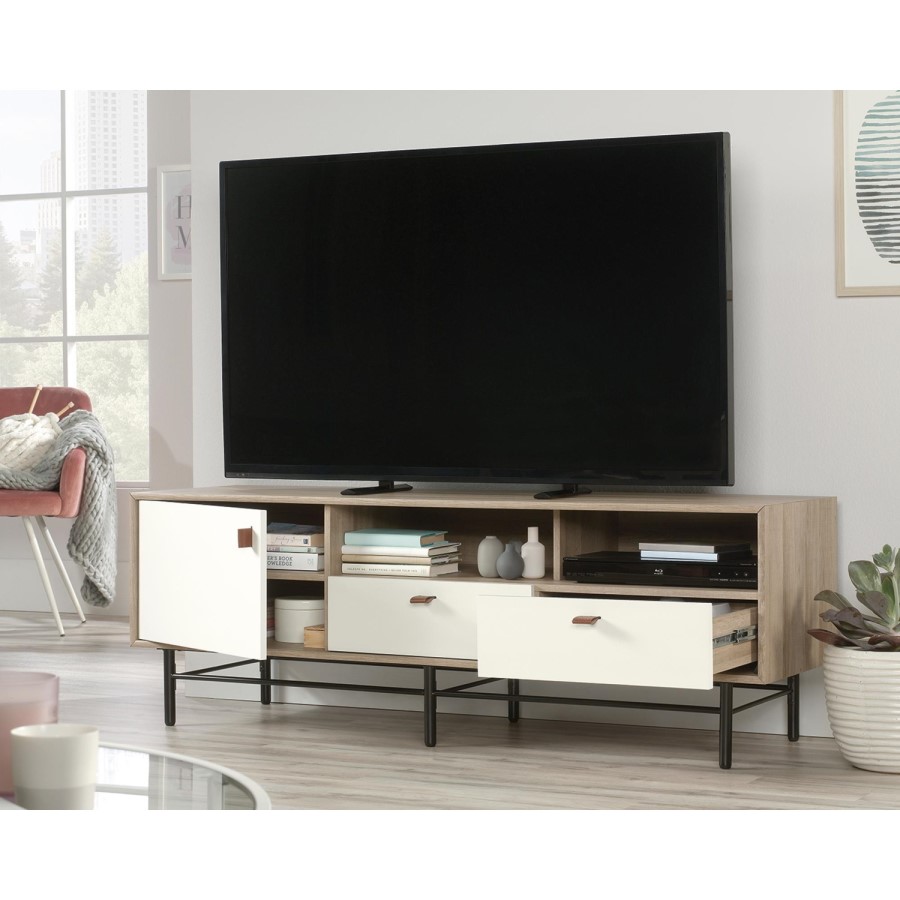 Avon Cream TV Stand with Leather Handles - Teknik Office