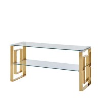 Zoe Glass & Gold Effect TV Stand - TV's up to 50" - Aurora Boutique