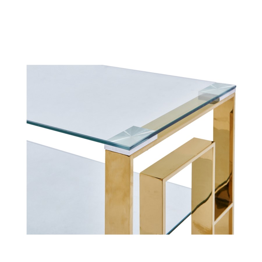 Zoe Glass & Gold Effect TV Stand - TV's up to 50" - Aurora Boutique