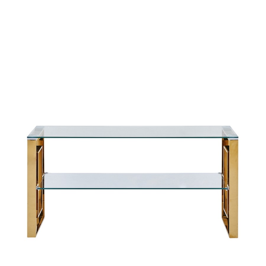 Zoe Glass & Gold Effect TV Stand - TV's up to 50" - Aurora Boutique