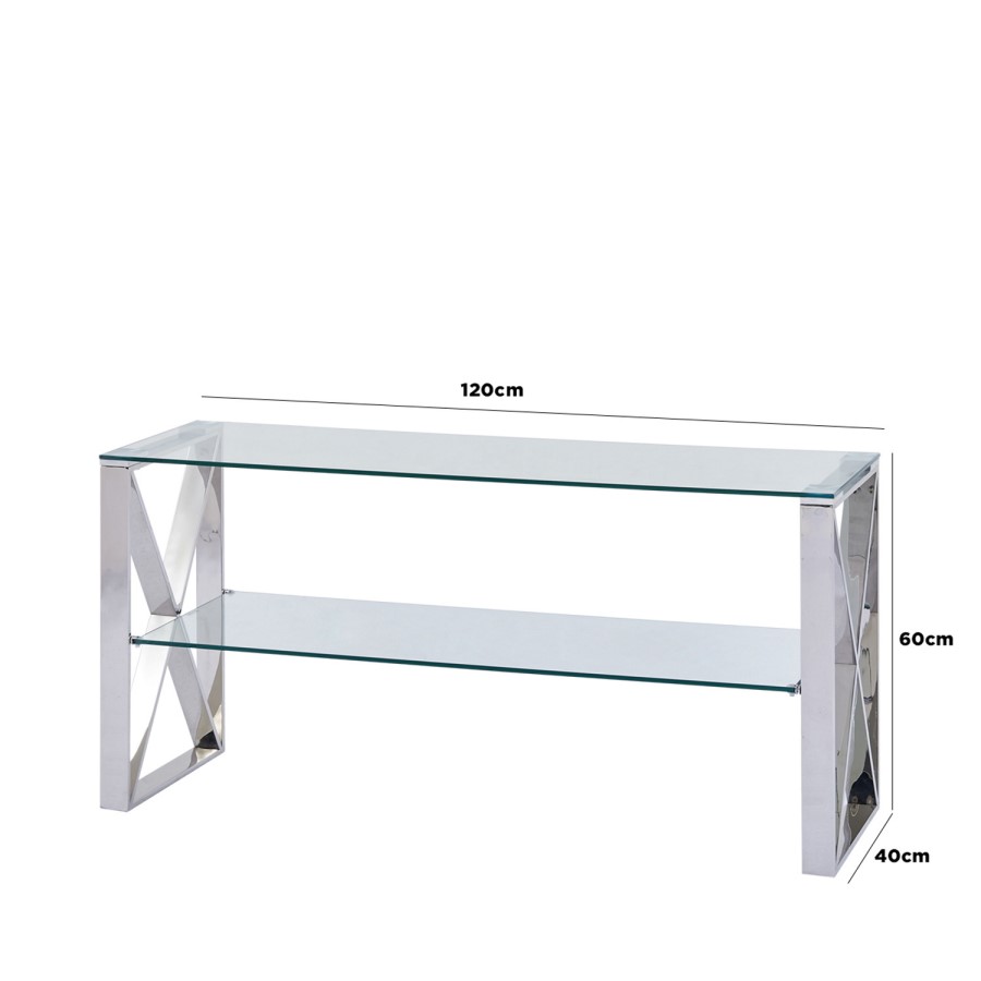 Small TV Stand in Glass and Grey - TV's up to 50" - Aurora Boutique