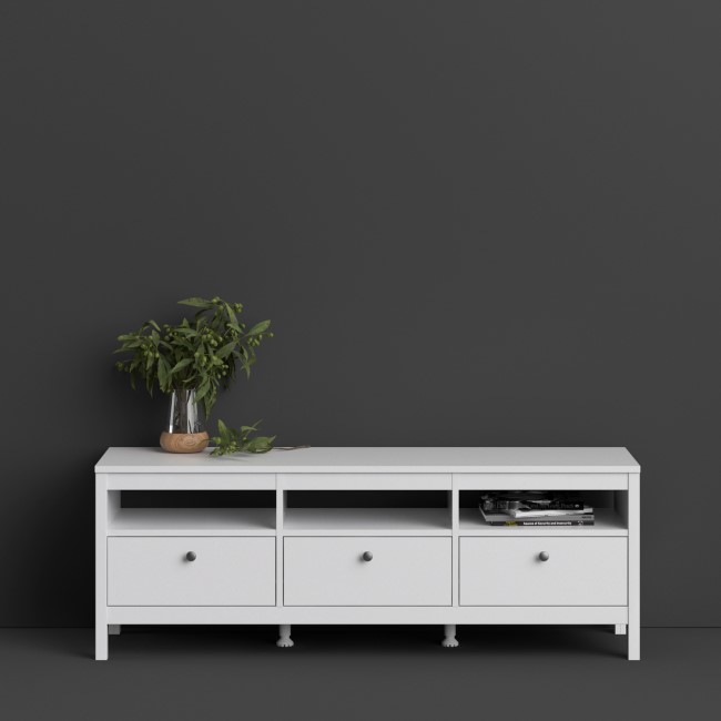 Madrid White 3 Drawer TV Stand - Furniture to Go