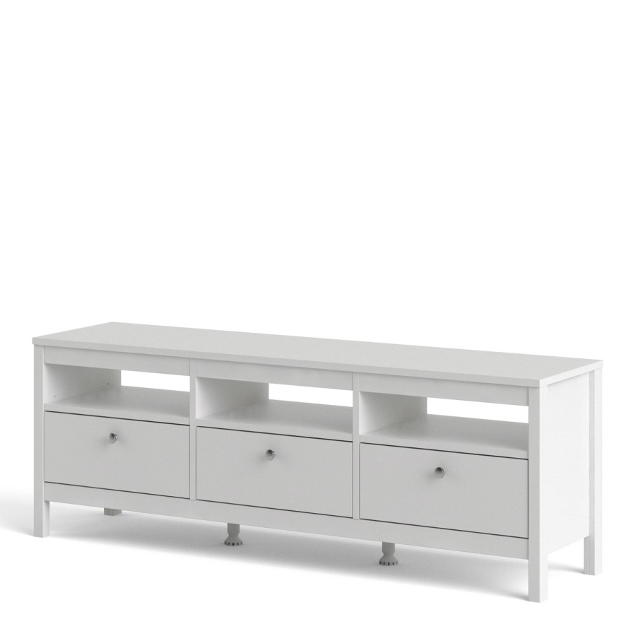 Madrid White 3 Drawer TV Stand - Furniture to Go