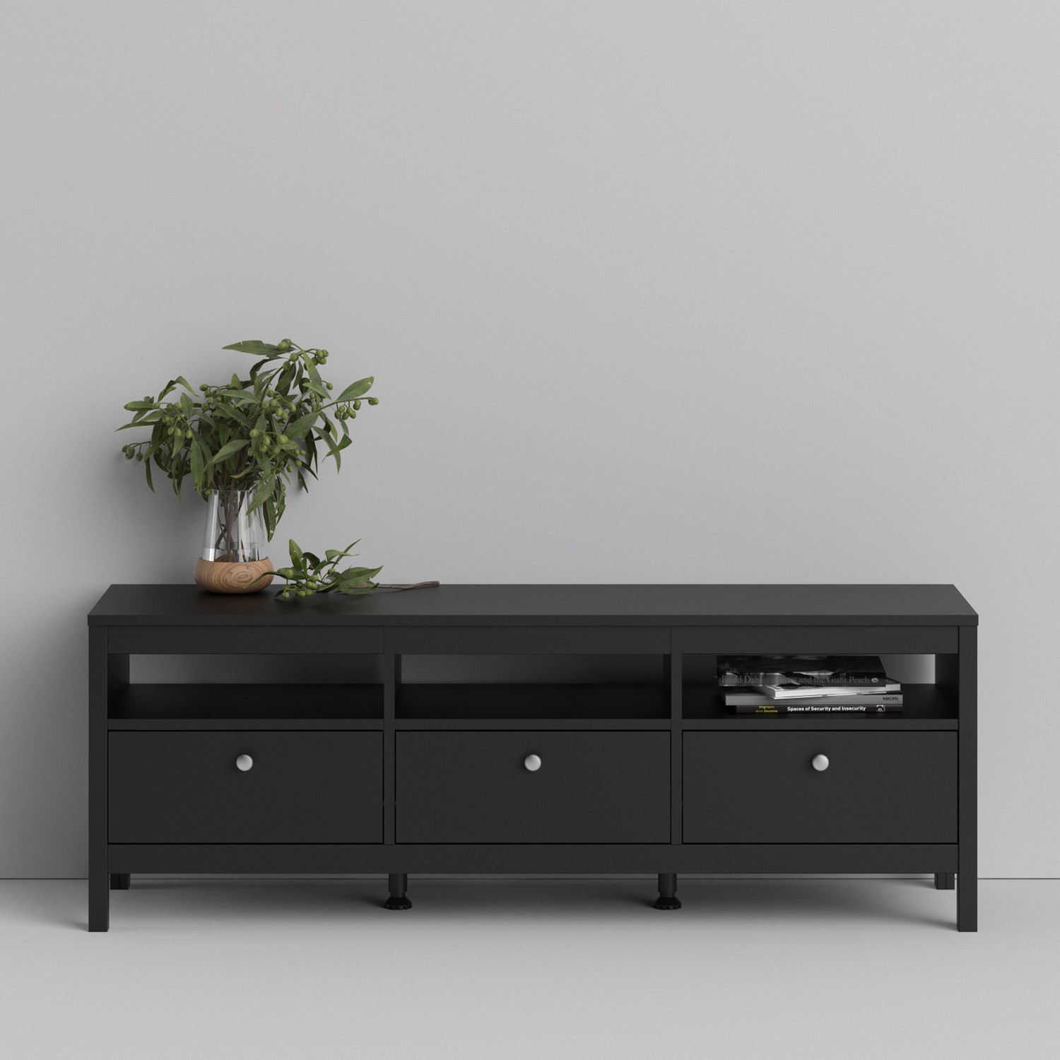 Photo of Large tv stand with storage in black - tvs upto 74 - furniture to go