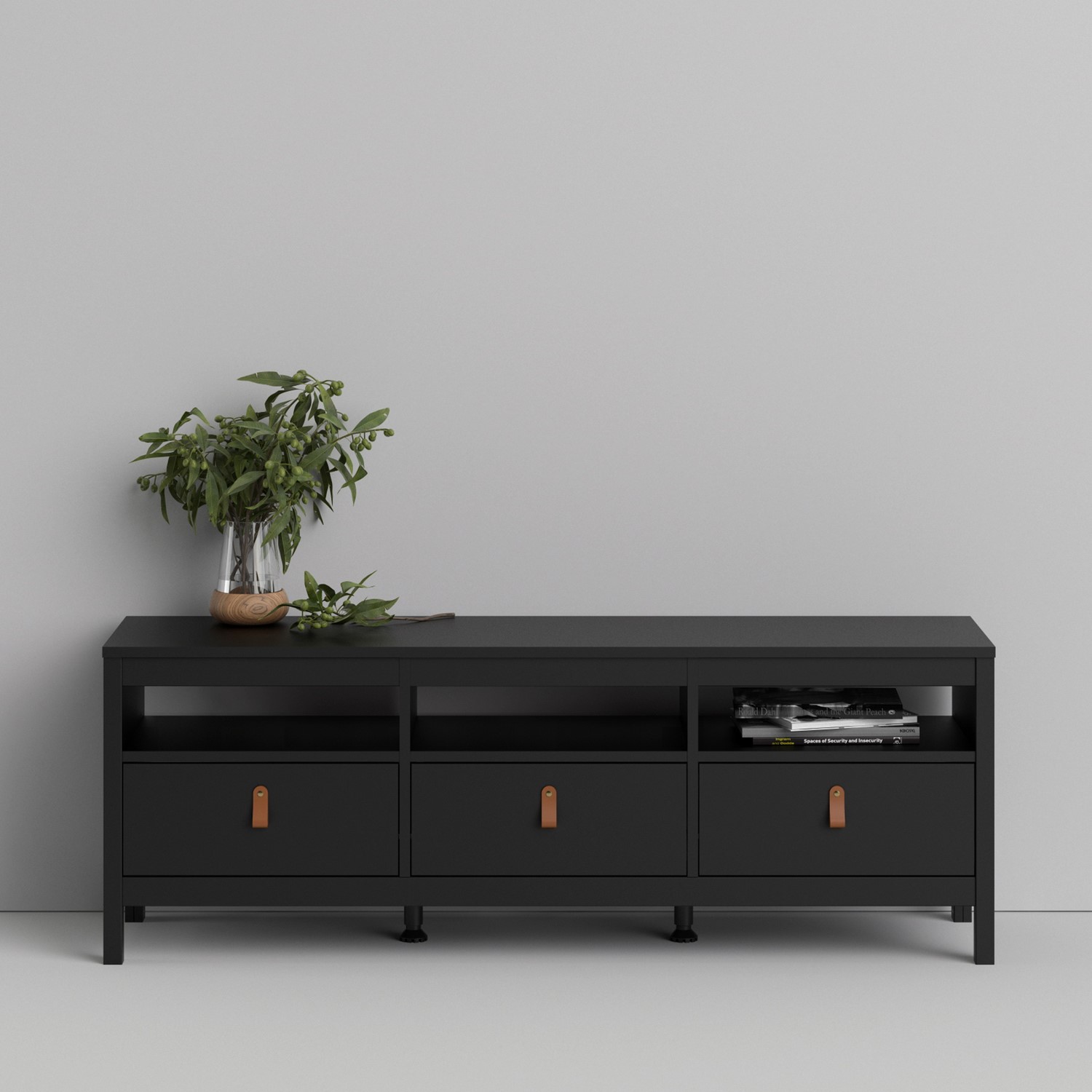 Photo of Large tv stand with storage in black - tvs upto 77 - furniture to go