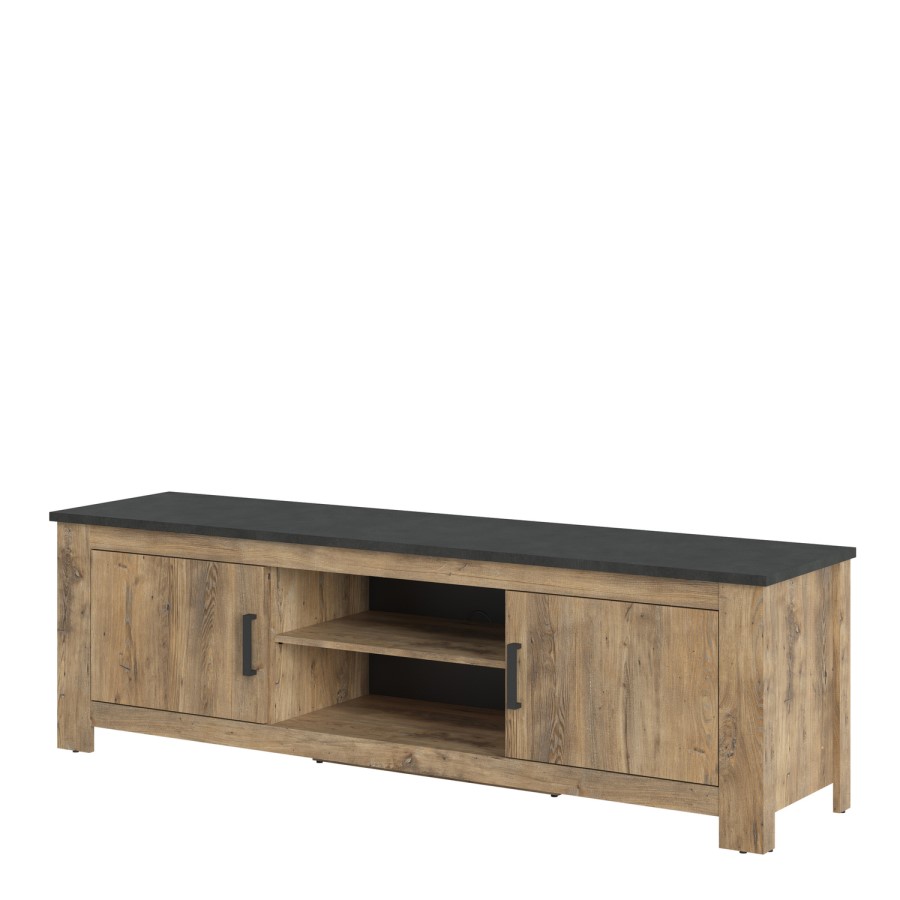 Wide TV Stand with Storage in Brown - Furniture to Go