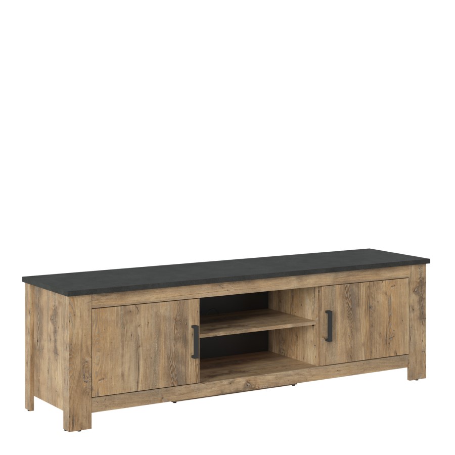 Wide TV Stand with Storage in Brown - Furniture to Go